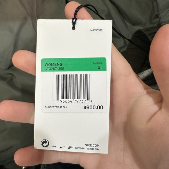 Nike x Sacai Women's Parka Jacket 'Sequoia' Green/Black CT3267-355 Size XL NEW - Picture 4 of 4